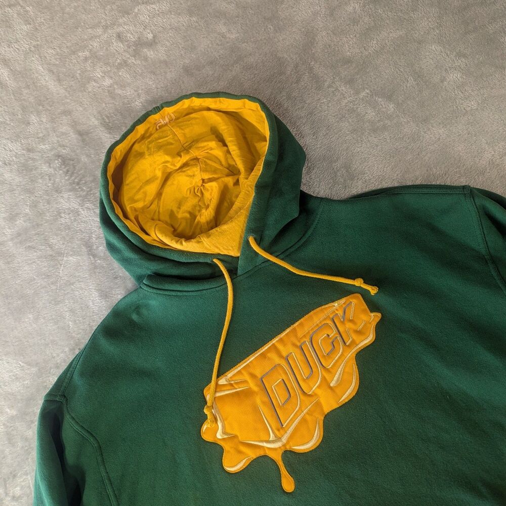 Oregon Ducks Style DUCK Drip Patch Hoodie Mens XL Green Yellow Beimar Fleece